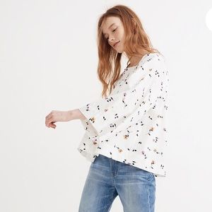 NWOT White Floral Blouse